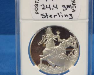 Lot 226. 1972 Postmasters of America unidentified Sterling Silver round 24 grams