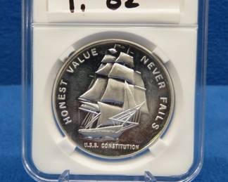 Lot 290. USS Constitution Commemorative silver round 1 oz .999
