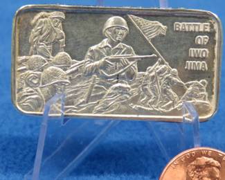 Lot 218. Battle of Iwo Jima Commemorative sterling silver ingot 45 grams