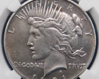 Lot 365. 1921 P Peace silver dollar