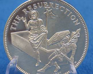 Lot 130. The Resurrection sterling silver round weighing 26.35 grams