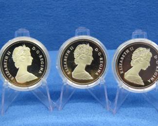 Lot 183. Three 1984 Canadian Proof Silver Dollar each coin has 11.5 grams of fine silver