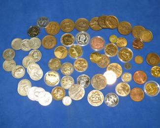 Lot 120. Over 60 medallions and commemorative coins including ones made of pewter, bronze, copper, and more