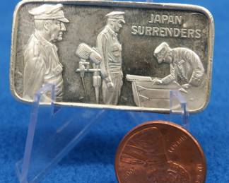 Lot 88. Postmasters of America 1970 Japan Surrenders sterling silver medallion weighing 44.04 grams