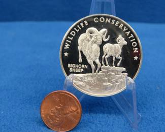 Lot 76. Postmasters of America 1972 Big Horn Sheep 25.16 gr sterling round