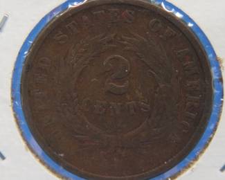 Lot 28. 1864 Large Motto 2 Cents Coin
