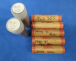 Lot 195. Seven rolls of pennies (350)