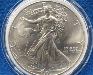 Lot 337. 1993 American Silver Eagle. One ounce of .999 fine silver.