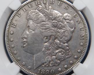 Lot 146. 1890 O Morgan slabbed silver dollar