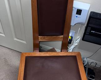 Mid Century Modern Men's Oak Valet w/ Faux Leather 