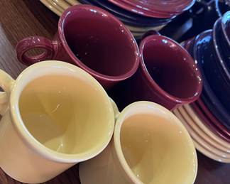 Fiesta Dish set. Purple. Maroon and yellow 