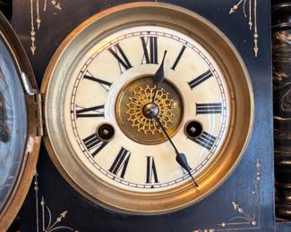 Beautiful Antique Eastlake German Mantle Clock Enamel Face