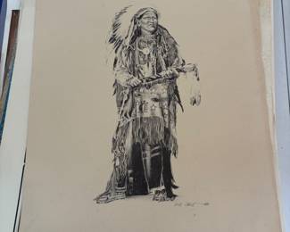 Signed Bob Dale Native American Portrait