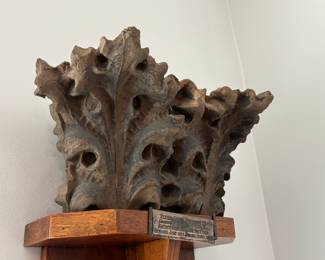 Section of Corinthian Capital salvaged from the Garrick Building of Chicago. Designed by renowned architects Adler + Sullivan