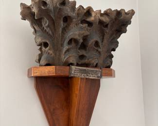 Section of Corinthian Capital salvaged from the Garrick Building of Chicago. Designed by renowned architects Adler + Sullivan