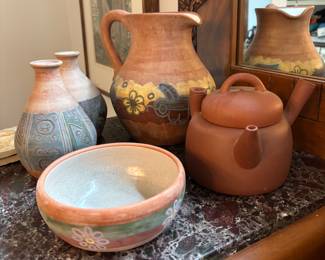 Assorted Vintage handcrafted Peruvian Pottery by Pablo Seminario