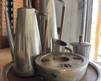 Midcentury Modern Pewter Tea Service