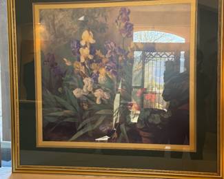 Beautiful framed Glass artwork of flowers