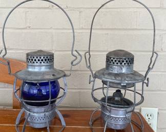 Dressel Arlington blue globe railraod lantern & Adlake BM&O Railroad lantern