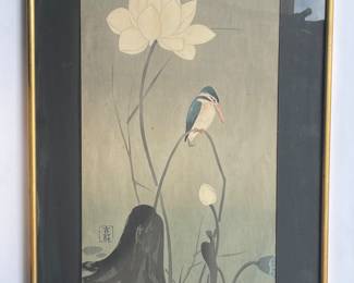 Framed Japanese bird print