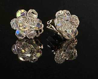 Vtg. clip on crystal earrings