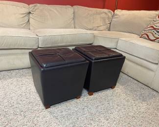 Faux leather storage cubes ottomans
