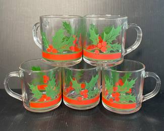 Holly glass mugs