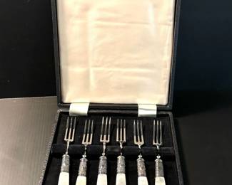 Pearl handled dessert forks - Made in England
