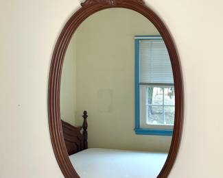 Oval wood mirror