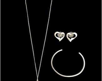 Sterling & Silvertone heart pieces