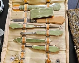 Vintage celluloid manicure set 