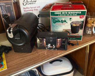 Mini keg, quick cooks grills, warming tray, electric roaster 