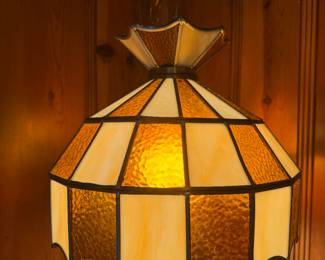 MCM stained glass swag lamp