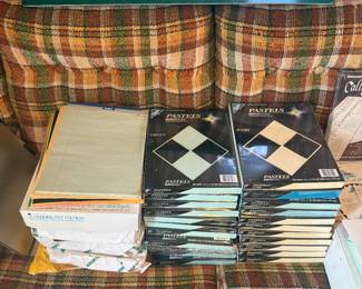 Colored paper and MCM sofa