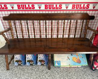 Vintage Windsor style Ethan Allen wood bench