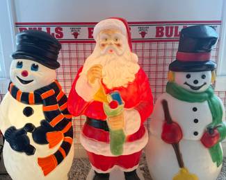 Vintage Empire Santa and Snowman lighted blow molds 