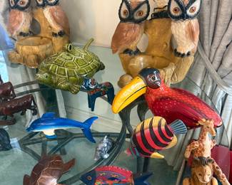 hand carved wooden animals