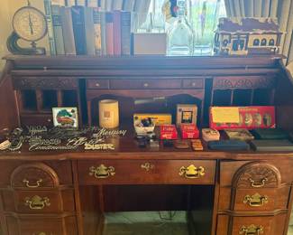 Vintage Riverside dark oak rolltop desk