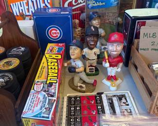 MLB bobbleheads, sporting ticket stubs, baseball cards