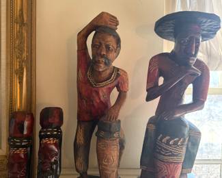Hand-carved wood statues 