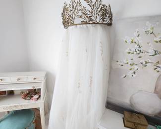 Monique Lhuillier Gold Vine Cornice and Sheers