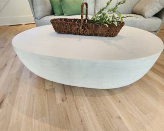 Crate and Barrel Concrete Oval Coffee Table