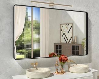 New In Box 60x30 Black Framed Mirror