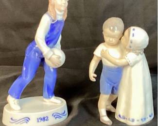 Bing and Grondahl of Denmanrk "Love Scorned" Figurine #1614 and Bing and Grondahl 1982 Annual Figurine "Girl With Ball"