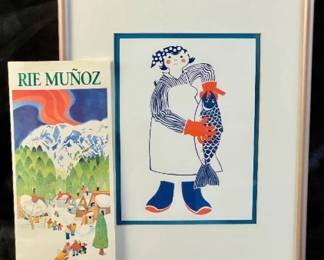 Rie Munoz "Fish Grader" Linocut Framed Print