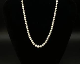 Cultured Pearl Necklace Graduated Sizes 17" L