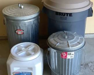 Trio of Trash Containers plus Kibble Storage