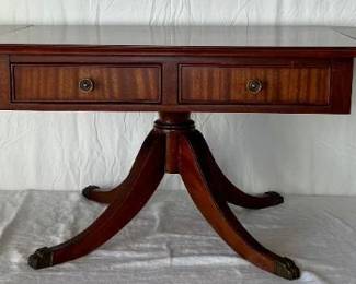 Two Drawer Claw Foot Drop Leaf Side Table