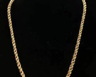 14K Gold Necklace Braided Graduated Chain -17.75" long
