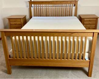 Amish Made Queen Headboard & Footboard plus Two 3 Drawer Nightstands Modern Furniture Mfg. The Board Store